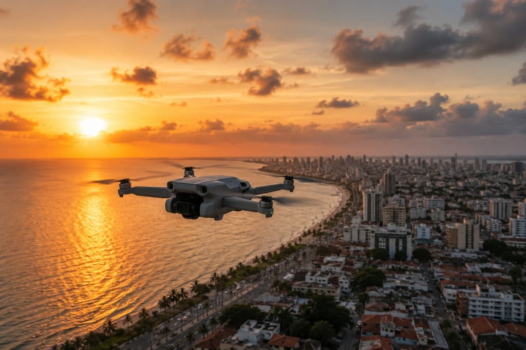 Mundo Visto do Drone - Sunset Over Coast
